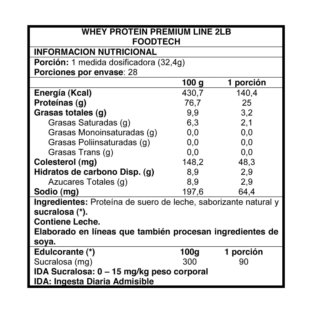 WHEY PROTEIN VAINILLA PREMIUM LINE 2LBS - FOODTECH